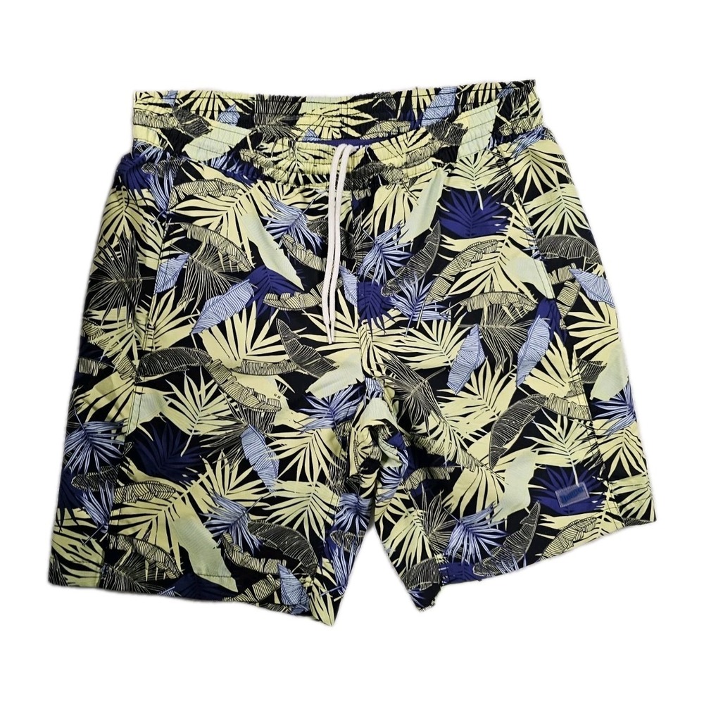 Duluth‎ Trading Co 9" Swim Shorts Medium Lined Tropical Palm Hybrid Trunks